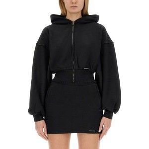 T By Alexander Wang Cropped Black Hoodie With Oversized Sleeves - NWT
